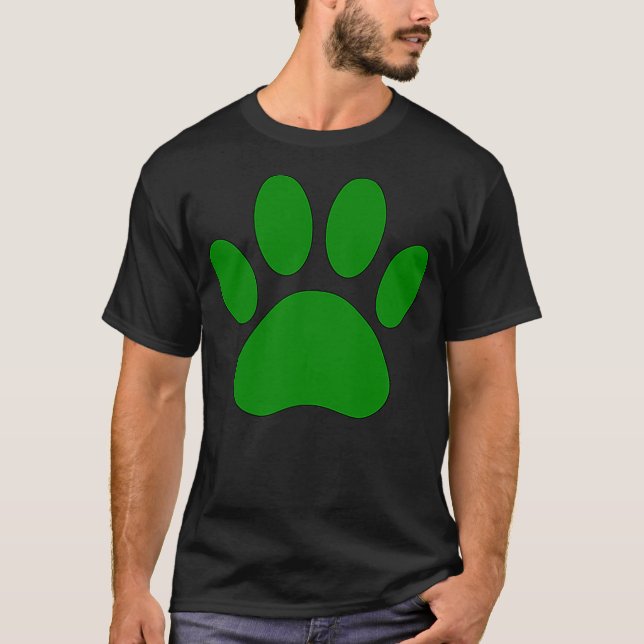 Green Dog Paw Print T-Shirt (Vorderseite)