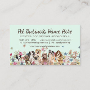 Green Dog Walker Floral Logo Visitenkarte