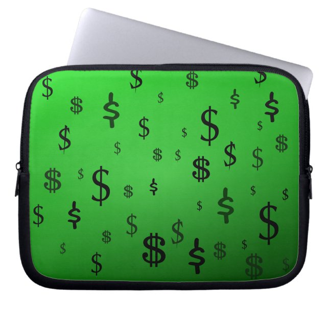 Green Dollar Sign Print Laptopschutzhülle (Vorderseite)