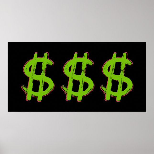 Green-Dollar-Zeichen Poster (Vorne)