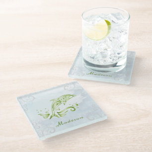 Green Dolphin Personalisiert Glass Untersetzer