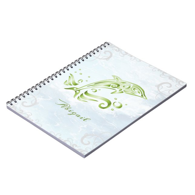 Green Dolphin-Personalisiert-Notebook Notizblock (Linke Seite)