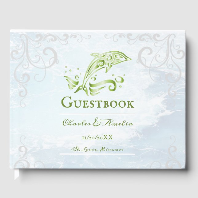 Green Dolphin Wedding Guestbook Gästebuch (Vorderseite)
