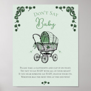 Green Don't Say Baby Winter Shower Game Poster