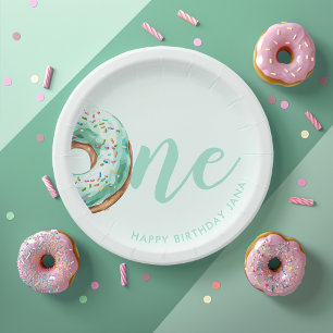 Green Donut Birthday Pappteller