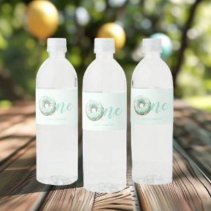 Green Donut Birthday Wasserflaschenetikett