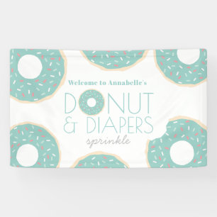 Green Donut & Diapers Sprinkle Baby Dusche Banner