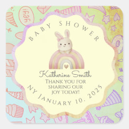 GREEN donuts pastel babyshower BUNNY cute Quadratischer Aufkleber
