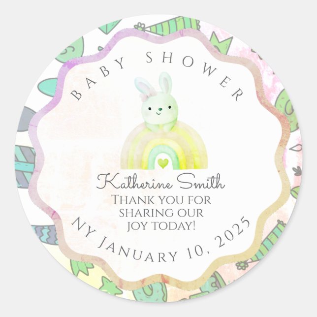 GREEN donuts pastel babyshower BUNNY  Runder Aufkleber (Vorderseite)