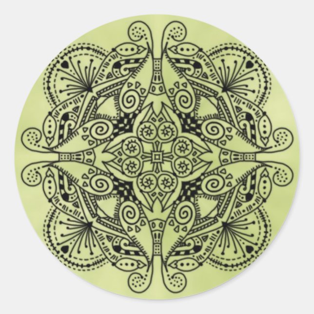 Green-Doodle-Design Runder Aufkleber (Vorderseite)