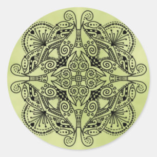 Green-Doodle-Design Runder Aufkleber