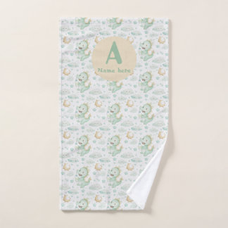 Green Dragon Baby Watercolor Personalisierter Name Handtuch