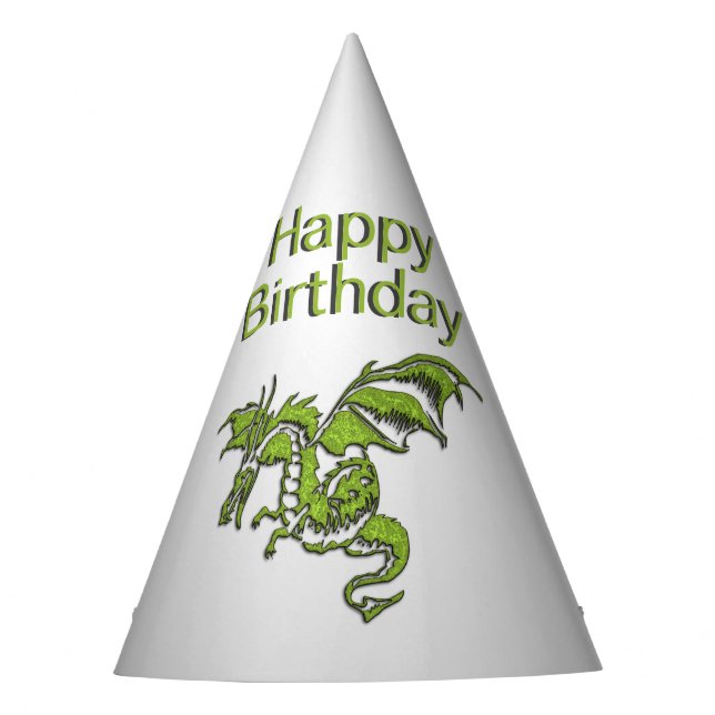 Green Dragon Birthday Hat Partyhütchen (Vorderseite)