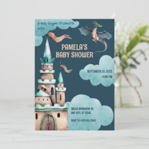 Green Dragon Burg Babydusche Einladung