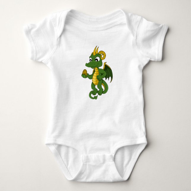 Green Dragon Cartoon Baby Bodysuit Baby Strampler (Vorderseite)
