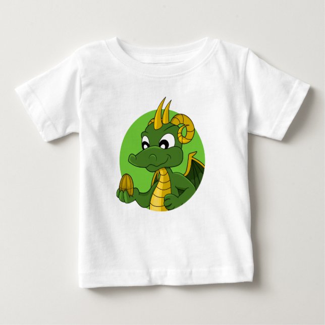 Green Dragon Cartoon Baby T - Shirt (Vorderseite)