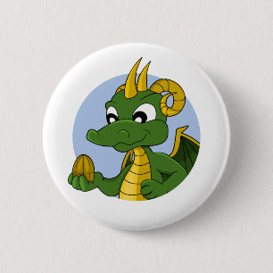 Green Dragon Cartoon Button