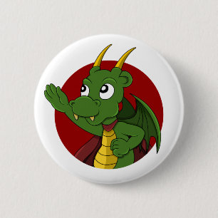 Green Dragon Cartoon Button