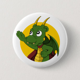 Green Dragon Cartoon Button