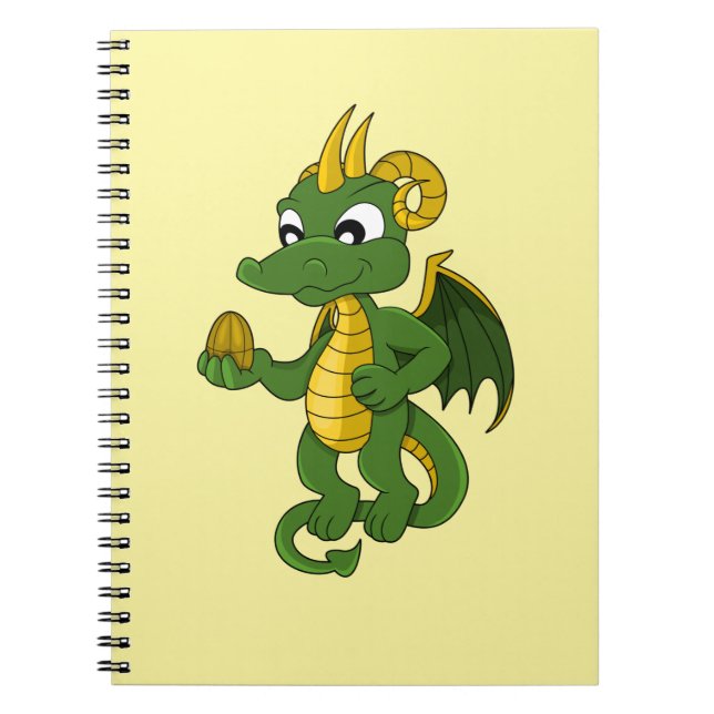 Green Dragon Cartoon Notizblock (Vorderseite)