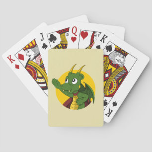 Green Dragon Cartoon spielt Karten Spielkarten