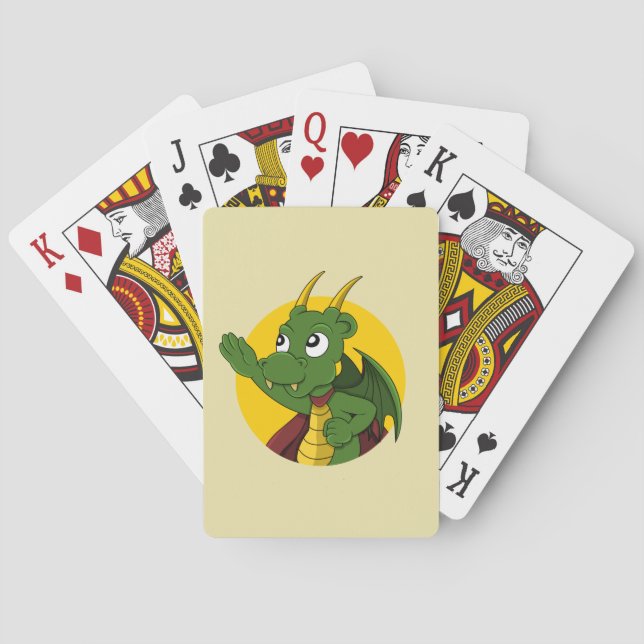 Green Dragon Cartoon spielt Karten Spielkarten (Rückseite)