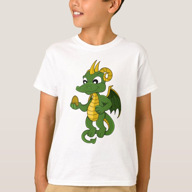 Green Dragon Cartoon T - Shirt (Vorderseite)