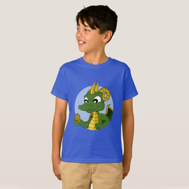 Green Dragon Cartoon T - Shirt (Vorne ganz)