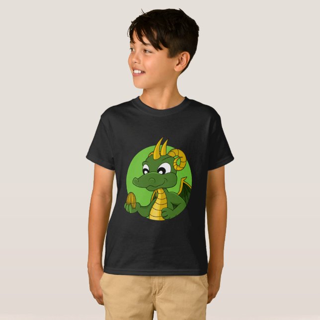 Green Dragon Cartoon T - Shirt (Vorne ganz)