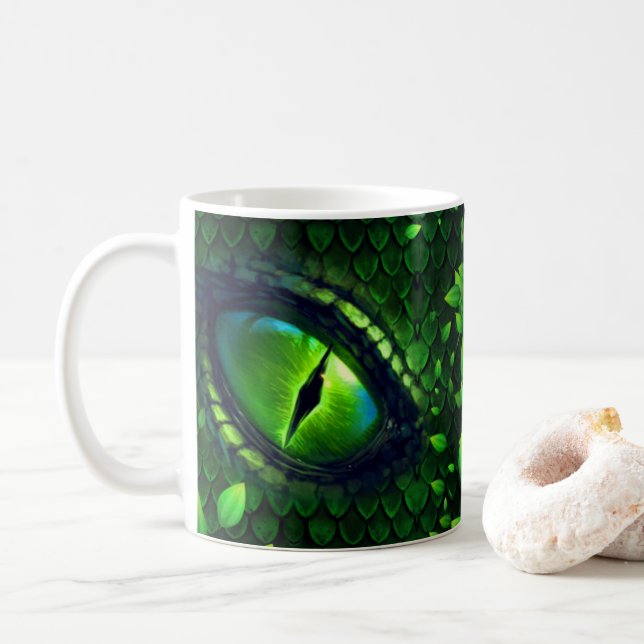 Green Dragon Eye Personalisiert Coffee Tasse, Cup Kaffeetasse (Mit Donut)