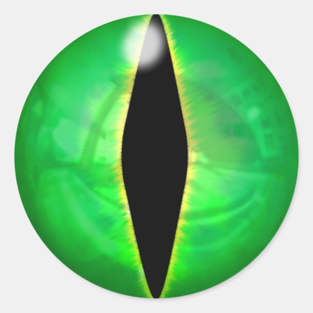 Green Dragon Eye Runder Aufkleber (Vorderseite)