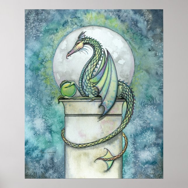 Green Dragon Fantasy Art Print von Molly Harrison Poster (Vorne)