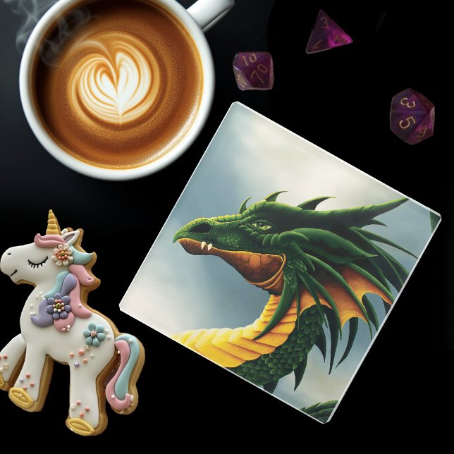 Green Dragon Fantasy Glasuntersetzer (Von Creator hochgeladen)