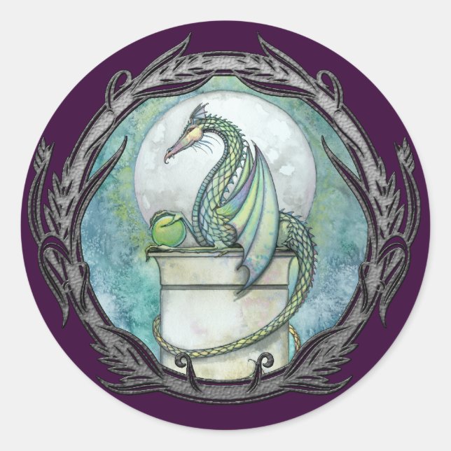 Green Dragon Gothic Fantasy Art Stickers (Vorderseite)