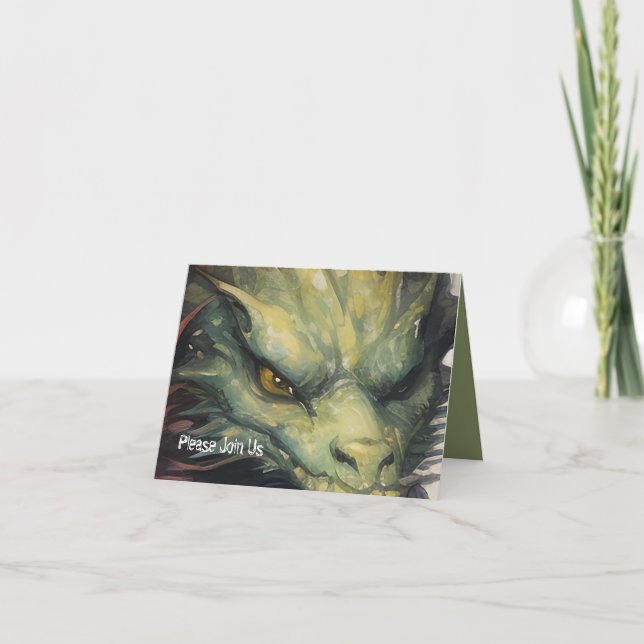 Green Dragon Head Eye Party Einladung (Vorderseite)