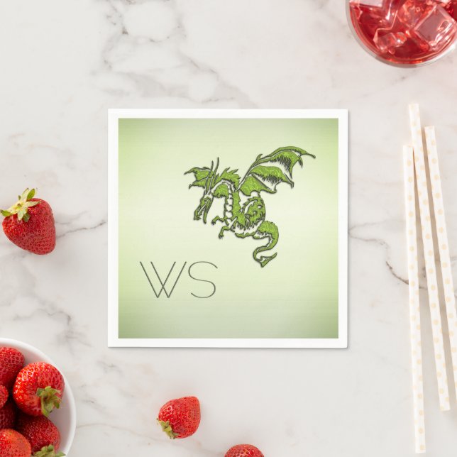 Green Dragon Monogram Napkins Serviette (Beispiel)