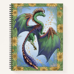 Green Dragon of Summer Blume Fantasy Art Notizbuch