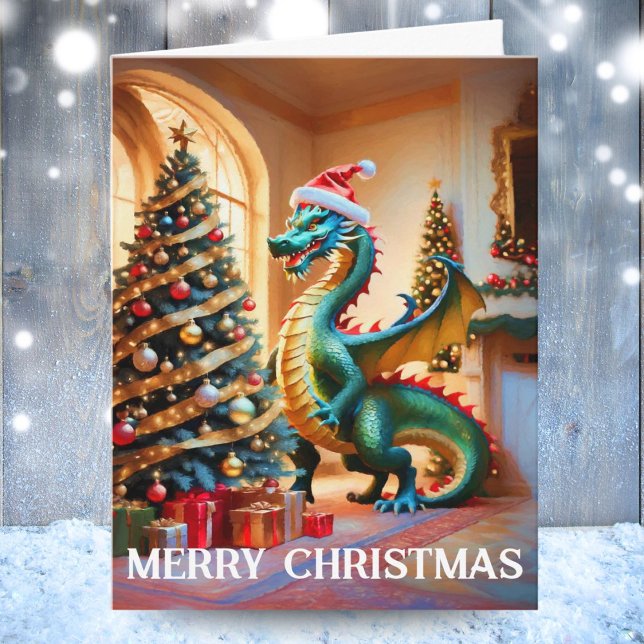 Green Dragon on Christmas Eve Karte (Von Creator hochgeladen)