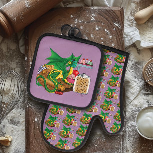 Green Dragon Pastry Koch Ofenhandschuh & Topflappen-Set