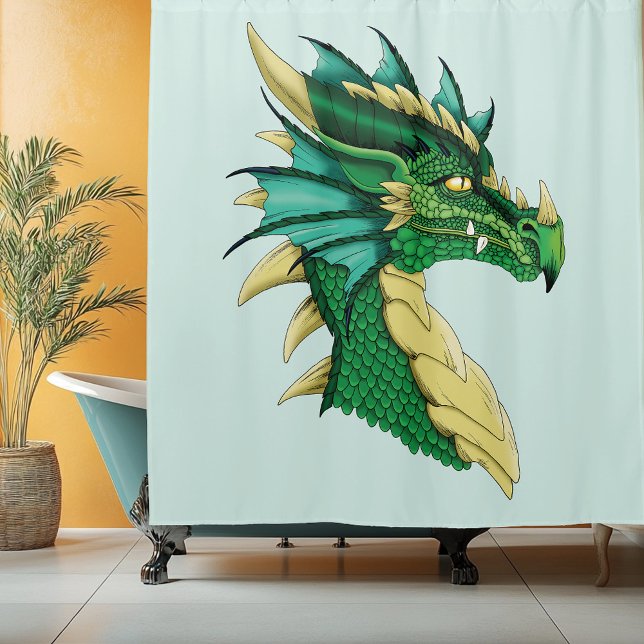 Green Dragon Portrait Duschvorhang (Von Creator hochgeladen)