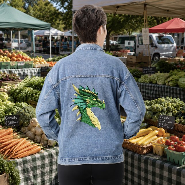 Green Dragon Portrait Jeansjacke (Von Creator hochgeladen)