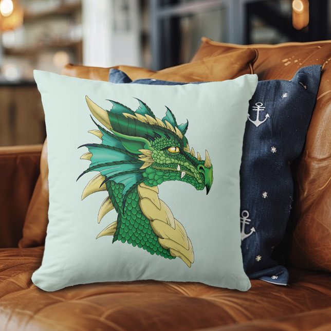 Green Dragon Portrait Kissen (Von Creator hochgeladen)