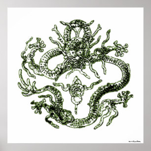 Green Dragon Print Poster