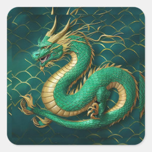 Green Dragon Quadratischer Aufkleber