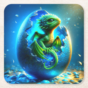 Green Dragon Rechteckiger Pappuntersetzer
