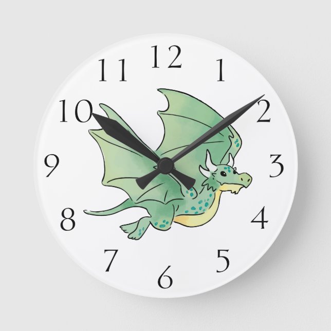 Green Dragon Runde Wanduhr (Vorderseite)