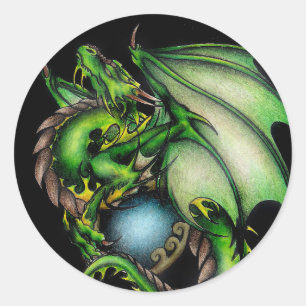 Green Dragon Runder Aufkleber