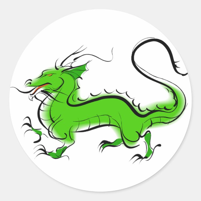Green Dragon Runder Aufkleber (Vorderseite)