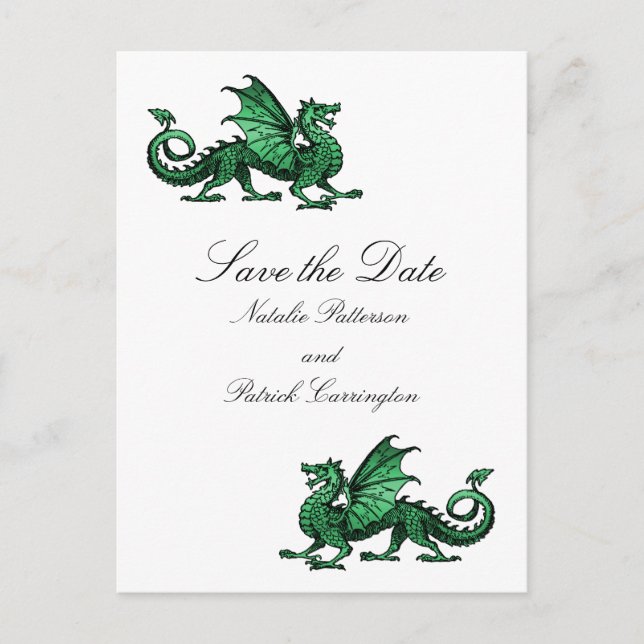 Green Dragon Save the Date Postkarte (Vorderseite)