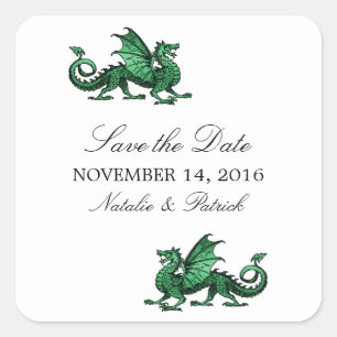 Green Dragon Save the Date Stickers